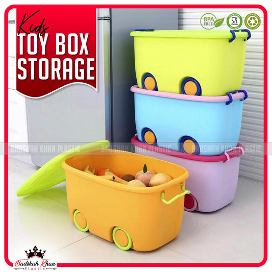Colorful Kids Toy Storage Box, With Wheels