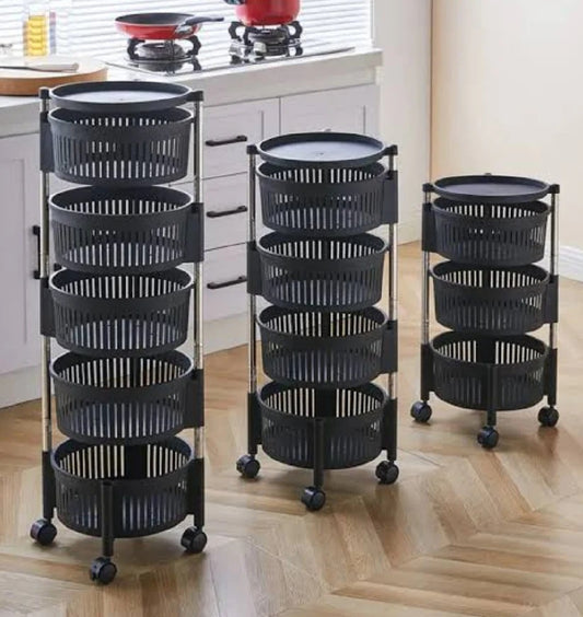 Plastic Movable Round Shape Vegetable Trolley In (3-4-5) Layers