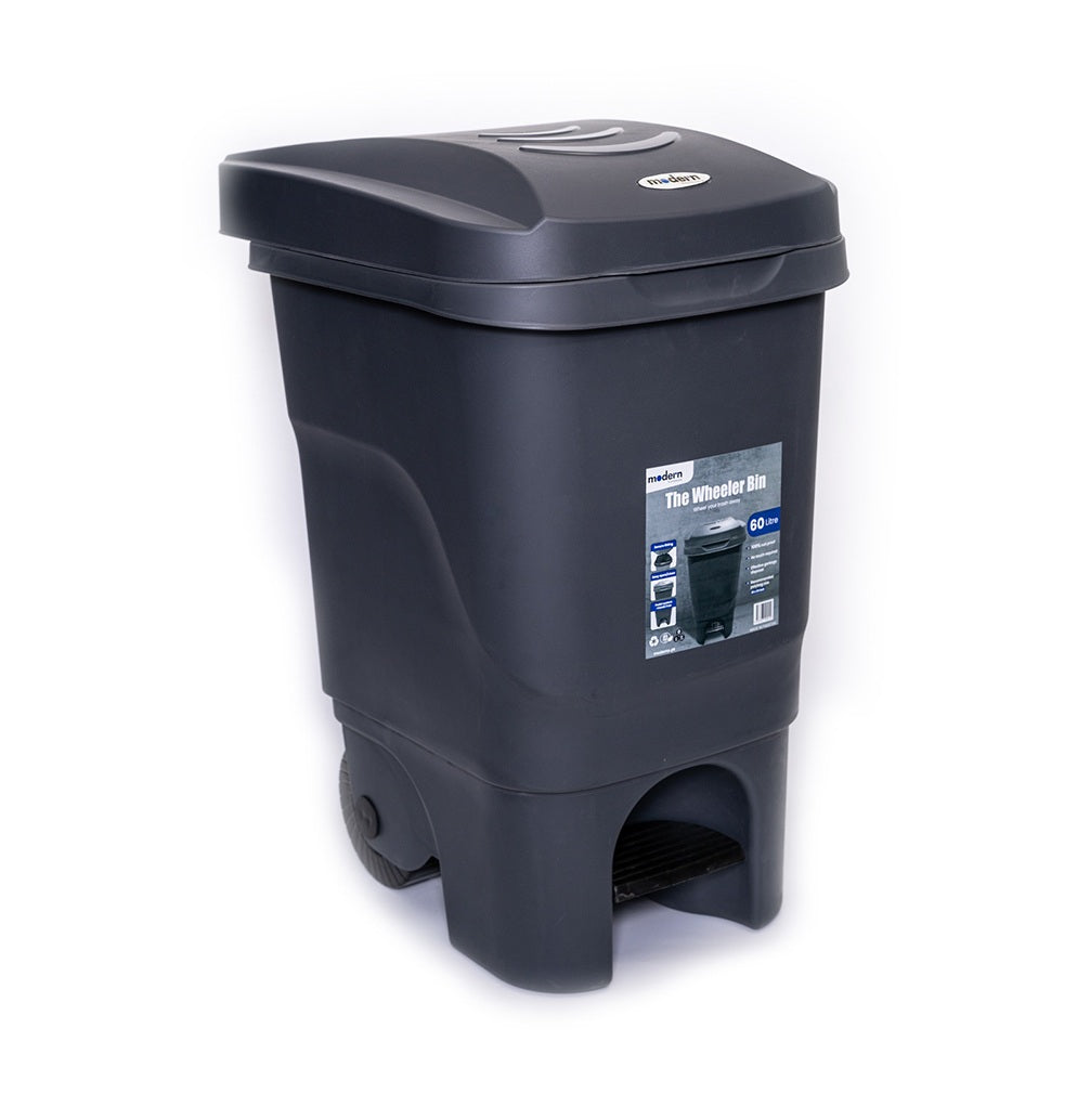 60Ltr Modern Dustbin With Wheel & Peddal