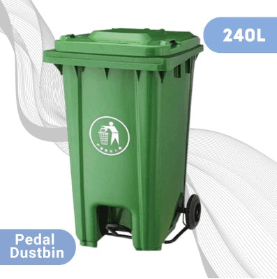 240Ltr Pure Plastic Wheeler + Foot Peddal Bin